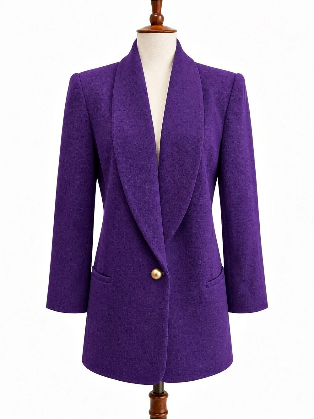Preston & York Purple Blazer Size 6 Oversized Merino Wool Vintage Jacket